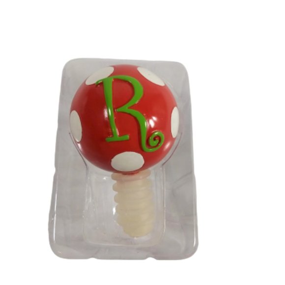 Wine Bottle Stopper R Monogram MSC Christmas Red White NEW - Picture 1 of 5